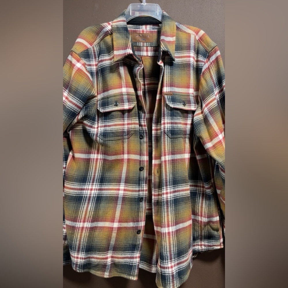 EUC Orvis Men's XL Plaid Button Down Shirt - browns shacket Pockets